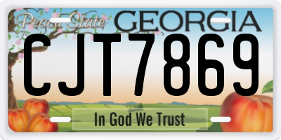 GA license plate CJT7869