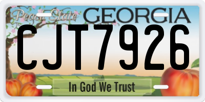 GA license plate CJT7926