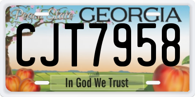 GA license plate CJT7958