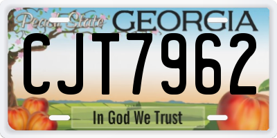 GA license plate CJT7962