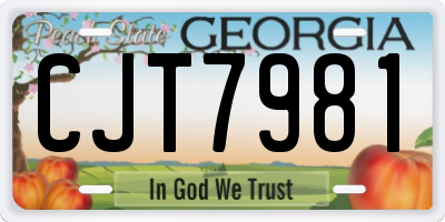 GA license plate CJT7981