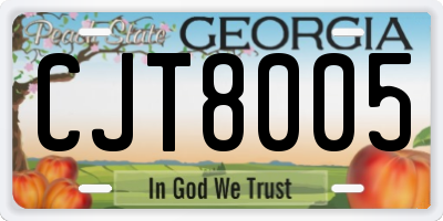 GA license plate CJT8005