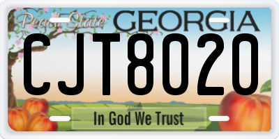 GA license plate CJT8020