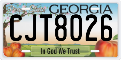 GA license plate CJT8026