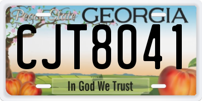 GA license plate CJT8041