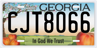 GA license plate CJT8066