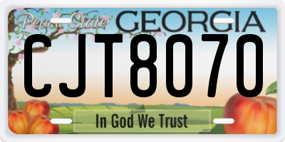 GA license plate CJT8070