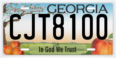 GA license plate CJT8100