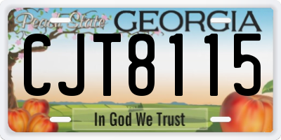 GA license plate CJT8115