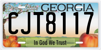 GA license plate CJT8117