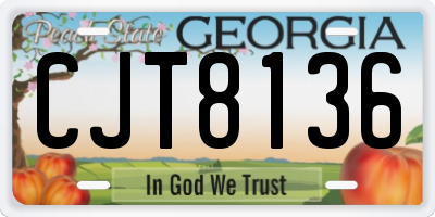 GA license plate CJT8136