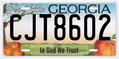 GA license plate CJT8602