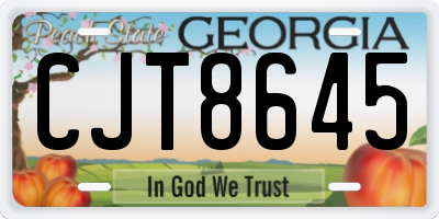 GA license plate CJT8645