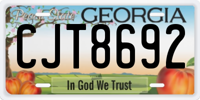 GA license plate CJT8692