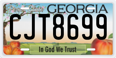 GA license plate CJT8699