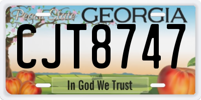 GA license plate CJT8747