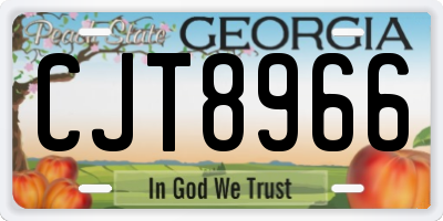GA license plate CJT8966