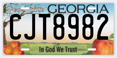 GA license plate CJT8982