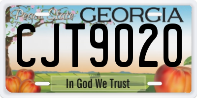 GA license plate CJT9020