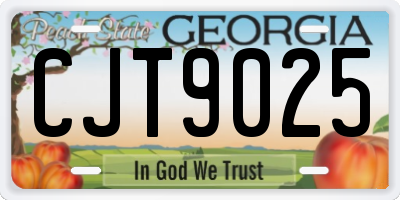 GA license plate CJT9025
