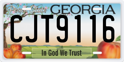 GA license plate CJT9116