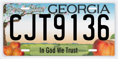 GA license plate CJT9136