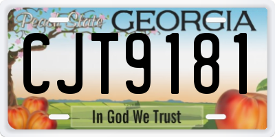 GA license plate CJT9181