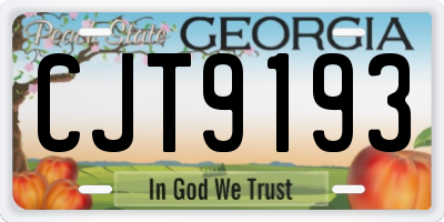 GA license plate CJT9193