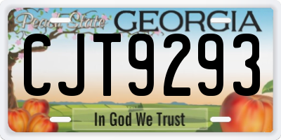 GA license plate CJT9293