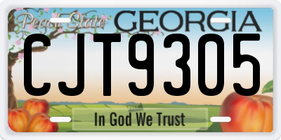 GA license plate CJT9305