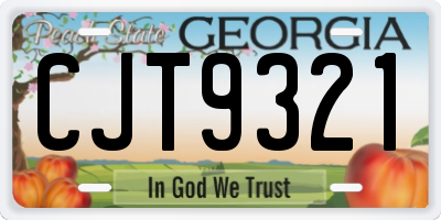 GA license plate CJT9321