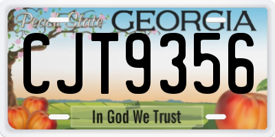 GA license plate CJT9356
