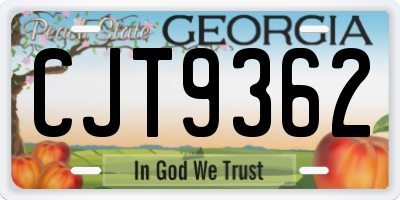 GA license plate CJT9362