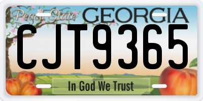 GA license plate CJT9365