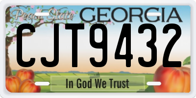 GA license plate CJT9432