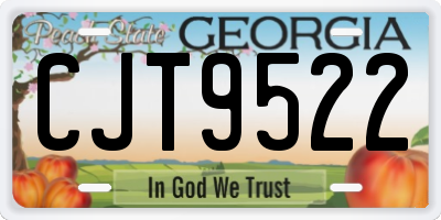 GA license plate CJT9522