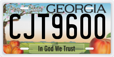 GA license plate CJT9600