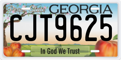 GA license plate CJT9625