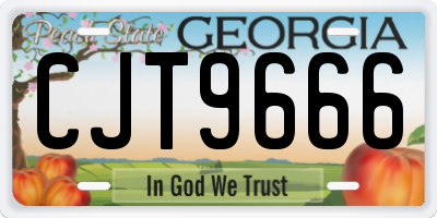 GA license plate CJT9666