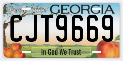 GA license plate CJT9669