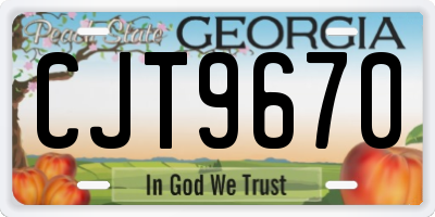 GA license plate CJT9670