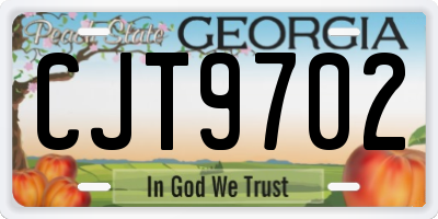 GA license plate CJT9702