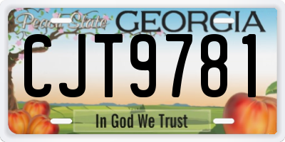 GA license plate CJT9781