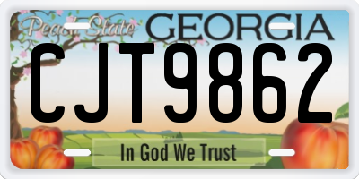 GA license plate CJT9862