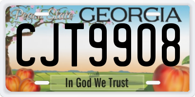 GA license plate CJT9908