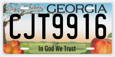 GA license plate CJT9916