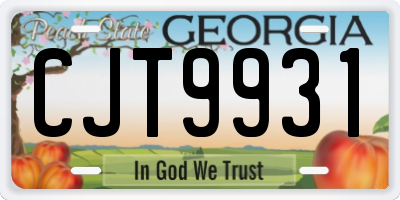 GA license plate CJT9931