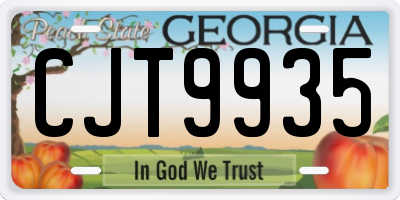 GA license plate CJT9935