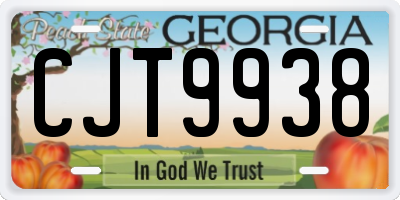 GA license plate CJT9938