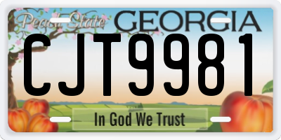 GA license plate CJT9981